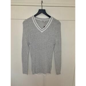 Alpha Studio V-Neck Sweater in Gray Size XXXL Pullover Knit Classic Retro Warmer